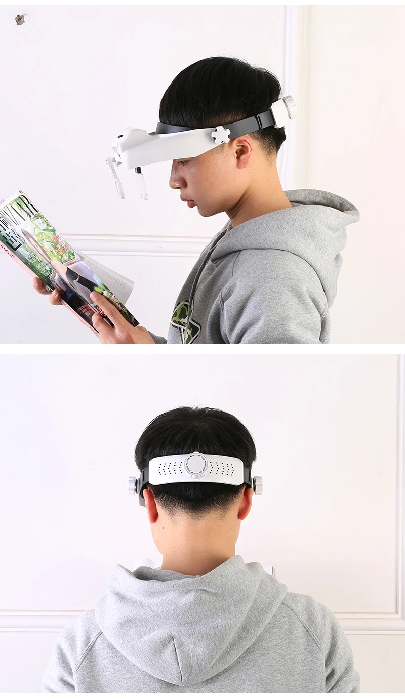 

Magnifier Multi-functional Headband Loupe With 5 Replaceable Lenses Led Head Mounted Magnifying Glass Watchmaker Repair Tool