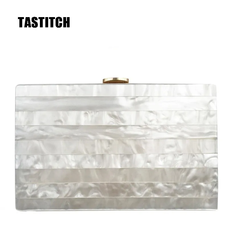Новая модная акриловая сумка Белая Мраморная через плечо женская для ужина