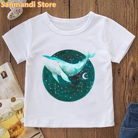funny tshirt girlsboys watercolor starry sky dolphin childrens clothing oversize t shirt summer fashion top tee shirt boys