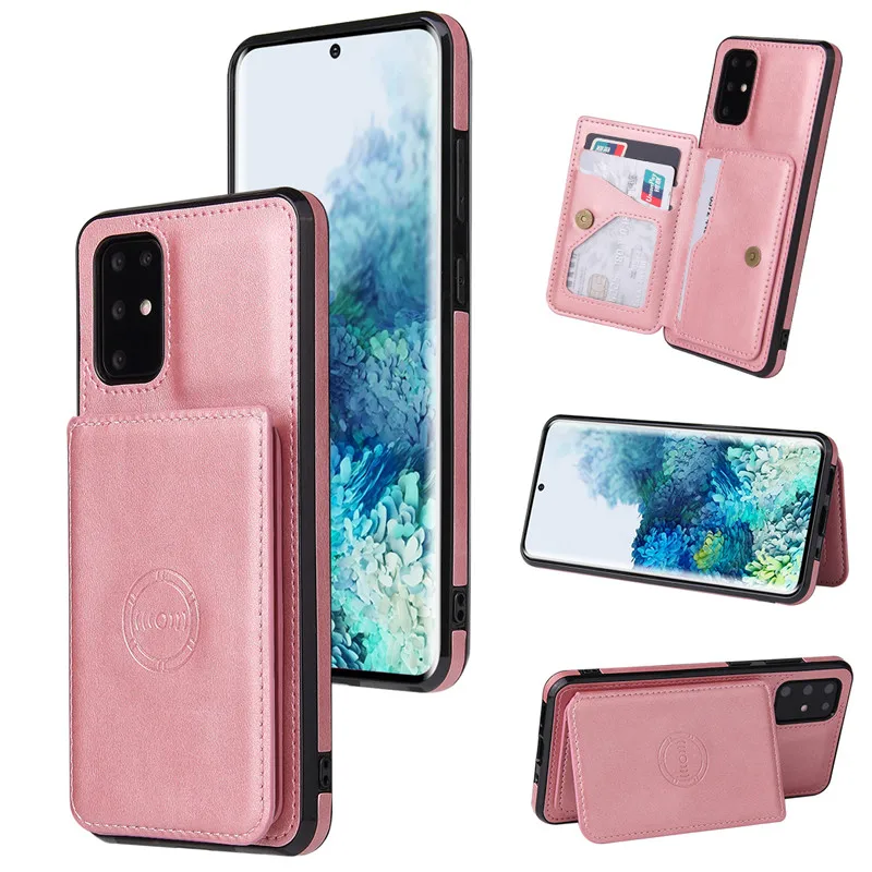 

Fashion Leather Flip Slot Card Cases For Samsung Galaxy S20 Ultra S10 Plus Note 10 Plus Car Magnet Shockproof Stand Wallet Cover