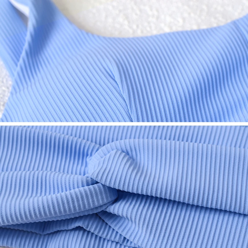 

IMALRIO Rib Active Sports Bra Medium Support Seamless Gym Workout Fitness Crop Top Twisted Women Athletics Yoga Bras Cup Paded