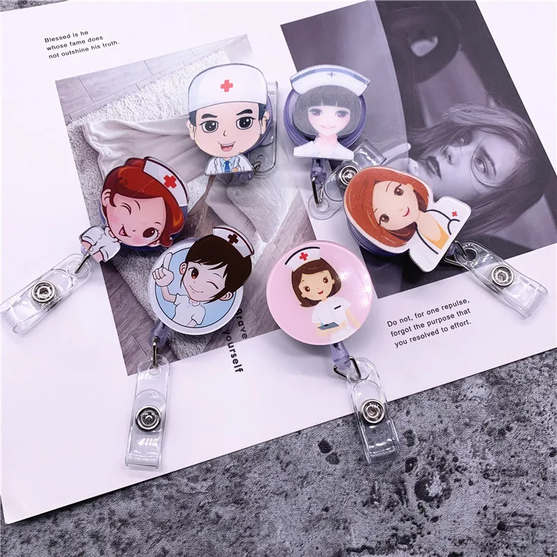 Card Holder Name Tag Lanyard Keychain Badge With Nurse Accessories Retractable | Канцтовары для офиса и дома
