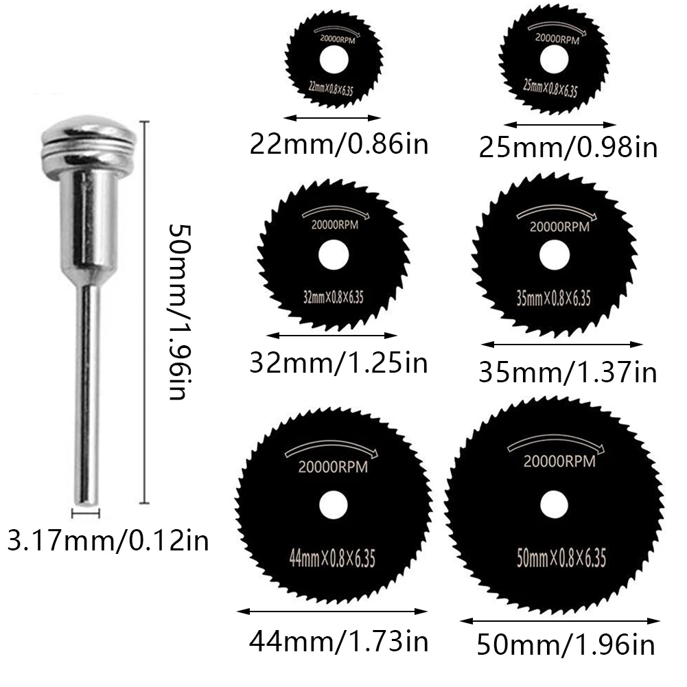

7PCS Circular Saw Disc High-Speed Steel Rotary Drill Saw Disc With 1/8inch Straight Shank Mandrel For Small Slicing Operations