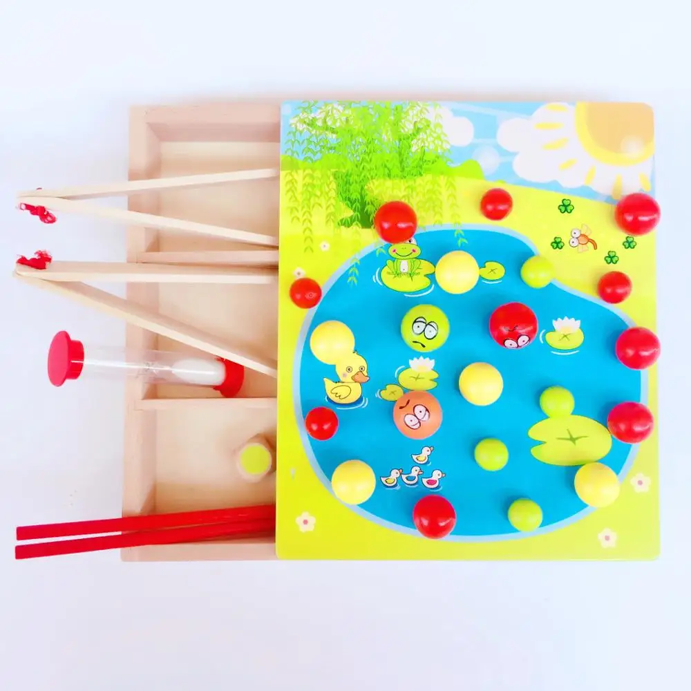 Монтессори детский деревянный зажим маленький шарик Забавный бусины