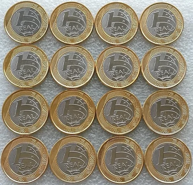 Набор из 16 оригинальных бразильских монет 1 BRL игры в Рио де Жанейро 2016 Латинская