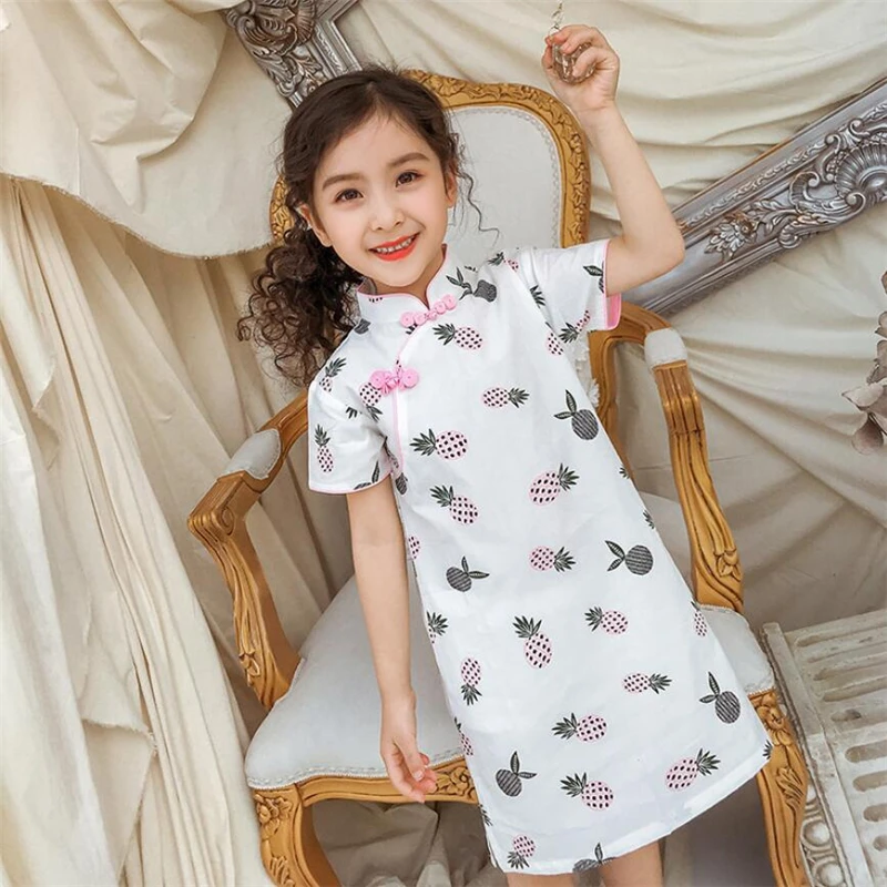 Традиционное китайское платье для детей Чонсам милый современный qipao хлопок детский халат