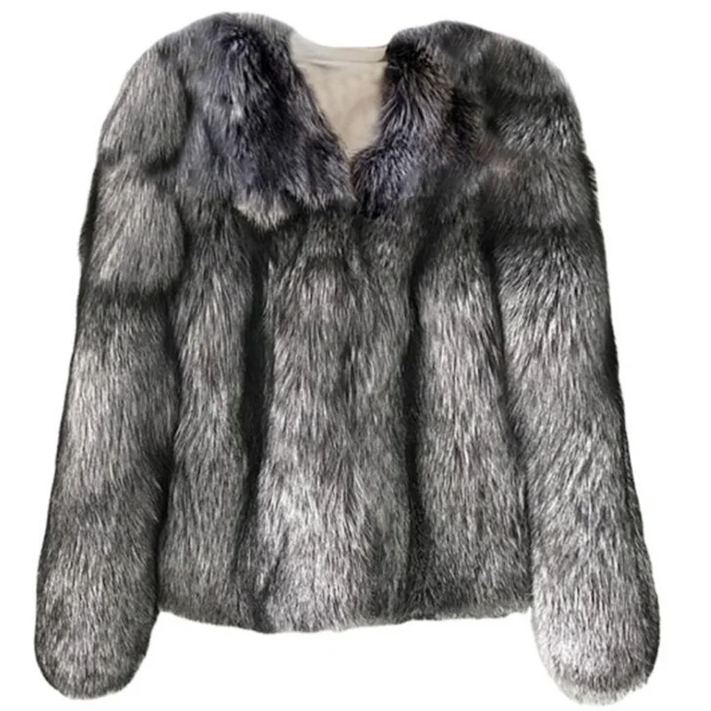 Women's fur coat fashion imitation fox fur whole fur short clothes autumn and winter new casual ladies jacket manteau femme