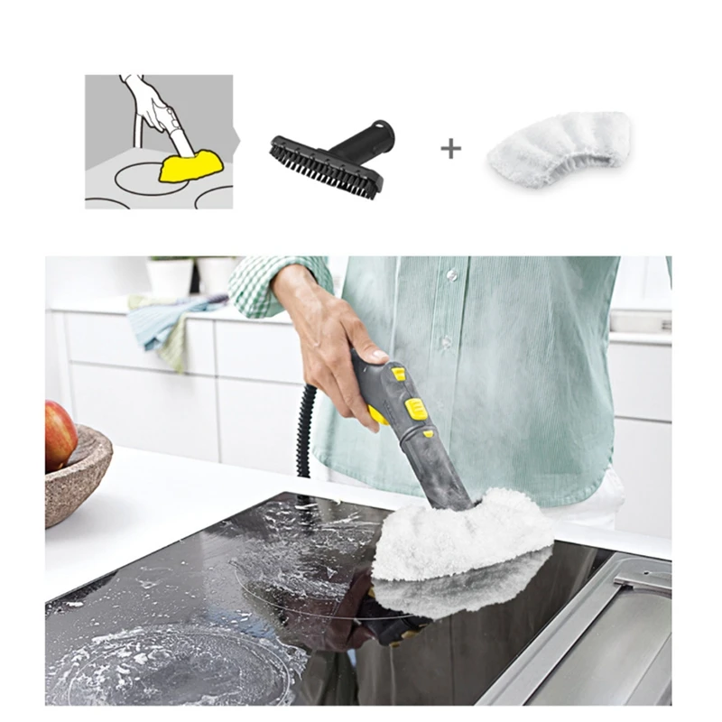 

2 Set Steam Cleaner Accessories: 1 Pcs Craper Nozzle Cleaning Glass Dedicated & 1 Set Hand Brush Handheld Brush