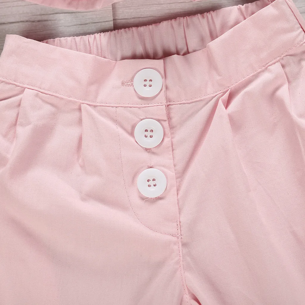 Изысканные наряды для маленьких девочек детские ремни топы с оборками футболка +