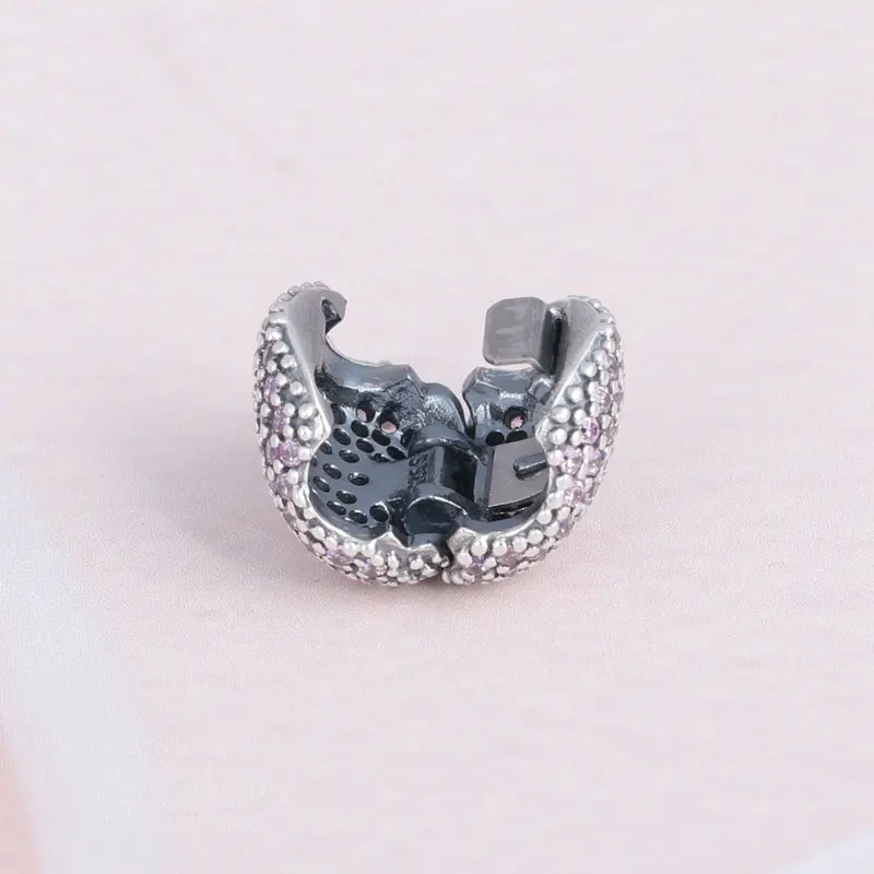 Pave открыть мое сердце Клип Фиксатор Бусины Подходят бусины из стерлингового серебра 925 Шарм Pandora браслет Diy ювелирные изделия