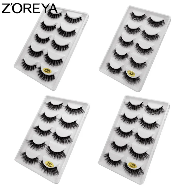 ZOREYA норковые ресницы 5 пар объемных ресниц наращивание макияж Накладные ручной