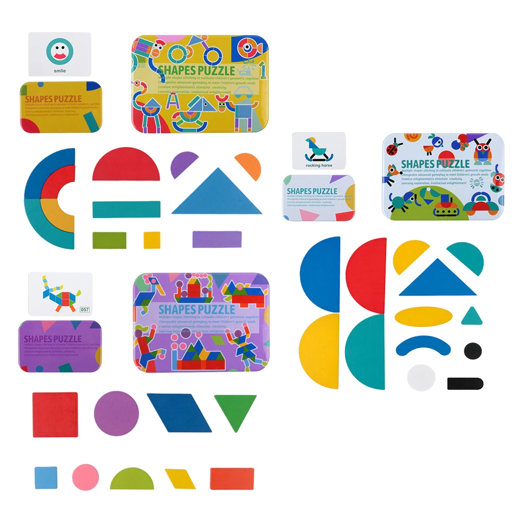 

Деревянные кубики с узором, геометрическая форма, классические Подарочные игрушки танграмма для детей дошкольного возраста