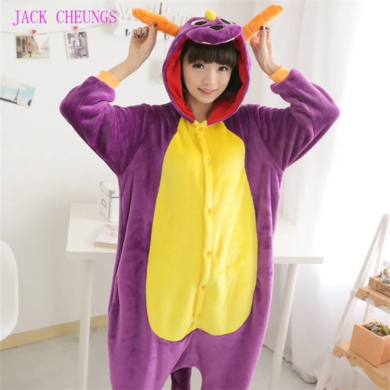 violet dragon Комбинезон кигуруми с коровой, Винни, Китти, тигром, костюм животного, комбинезон, пижама, пижама, сова, унисекс, пижама, лев, леопард, кот, свинья, пчела - Цвет: violet dragon