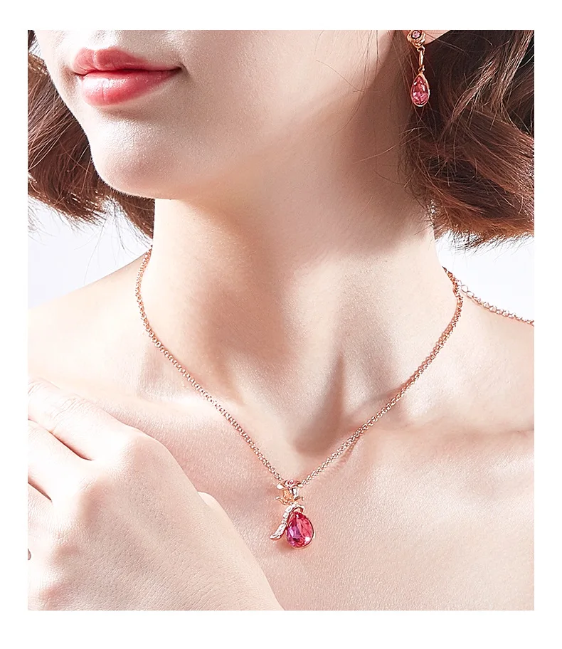 Ожерелье Warme Farben с кристаллами Swarovski для женщин, европейская Роза, Хрустальная подвеска, ожерелье, хорошее ювелирное изделие, колье