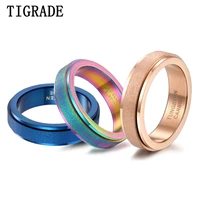 tigrade unisex women men rotatable ring tungsten carbide frosted surface rose gold blue matte wedding band party spinner rings