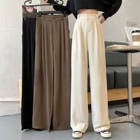 womens pants autumn korean version of high waist thin and wide legs harajuku womens pants loose straight pants for women