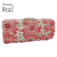 boutique de fgg hollow out women crystal flower clutch evening handbags and purses metal hardcase floral wedding minaudiere bags