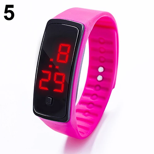 Hot Pink 23 cm Детские часы детские светодиодные цифровые спортивные часы для мальчиков и девочек мужские и женские Электронные Силиконовые наручные часы с браслетом - Цвет: Hot Pink 23 cm
