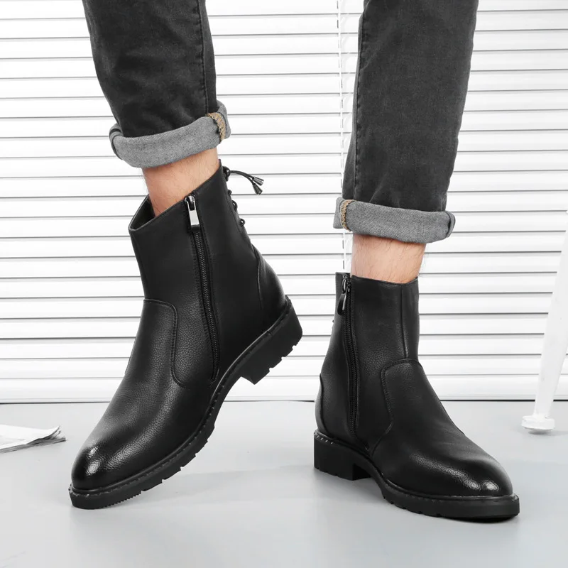 

England style design men fashion high boots black genuine leather shoes outdoor cowboy ankle boot chaussure homme bota masculina