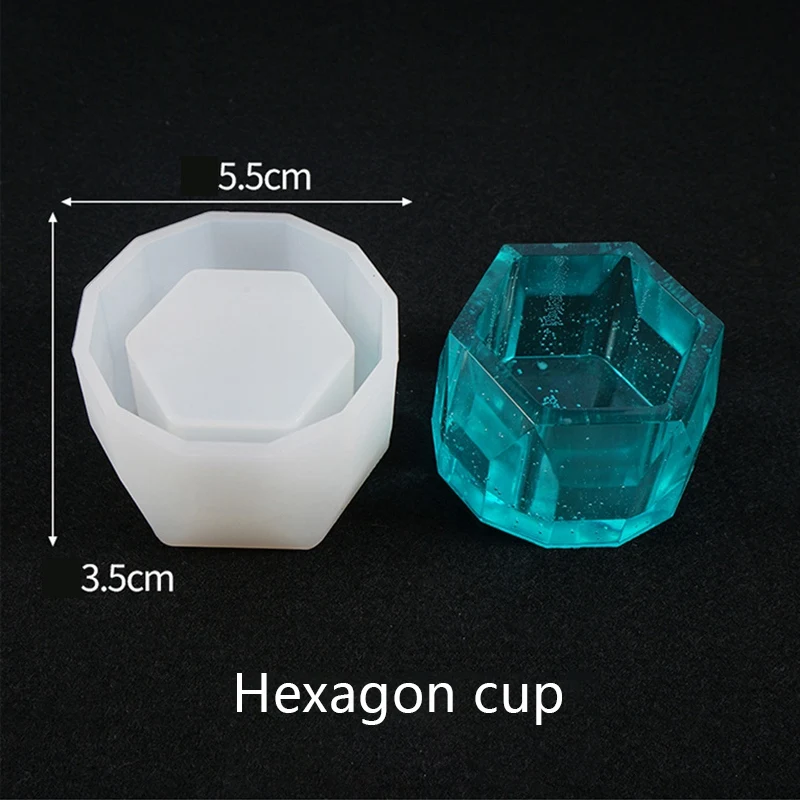 

3 Pcs/Set Crystal Epoxy Resin Mold Round Bowl Hexagon Cup Dishes Silicone Mould