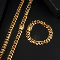 curb cuban link chain for women men 2021 fashion stainless steel hip hop necklace gold silver color bracelet fashion jewelry