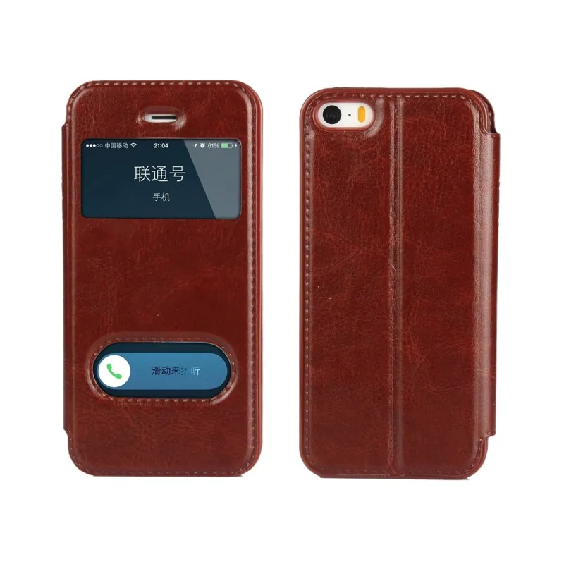 Brown Роскошные кожаные Встроенная чехол для Apple iphone X для iphone 6 6s 7 8 Plus Smart PU Кожаные чехлы для iphone 5 5S SE 6 6s чехол - Цвет: Brown