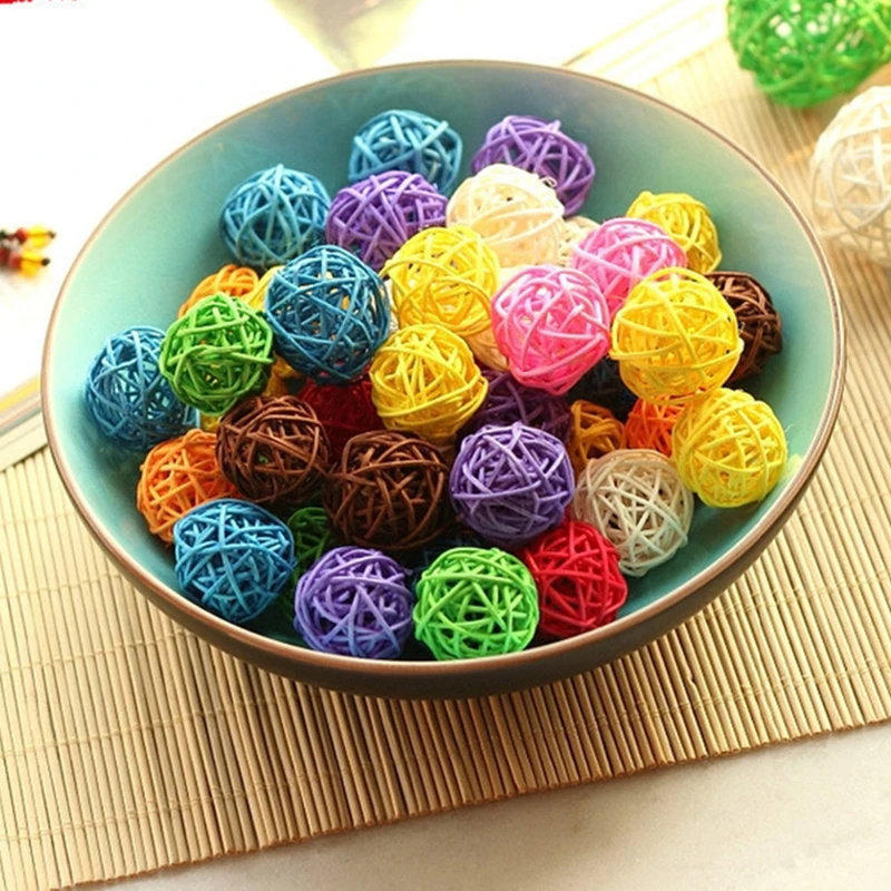 

5PCS 3CM Rattan Ball Cat Toy Colorful Rattan Ball Handmade Weave Ball Toy Cat Chase Toy Cat Funny Interactive Toys Playing Toy