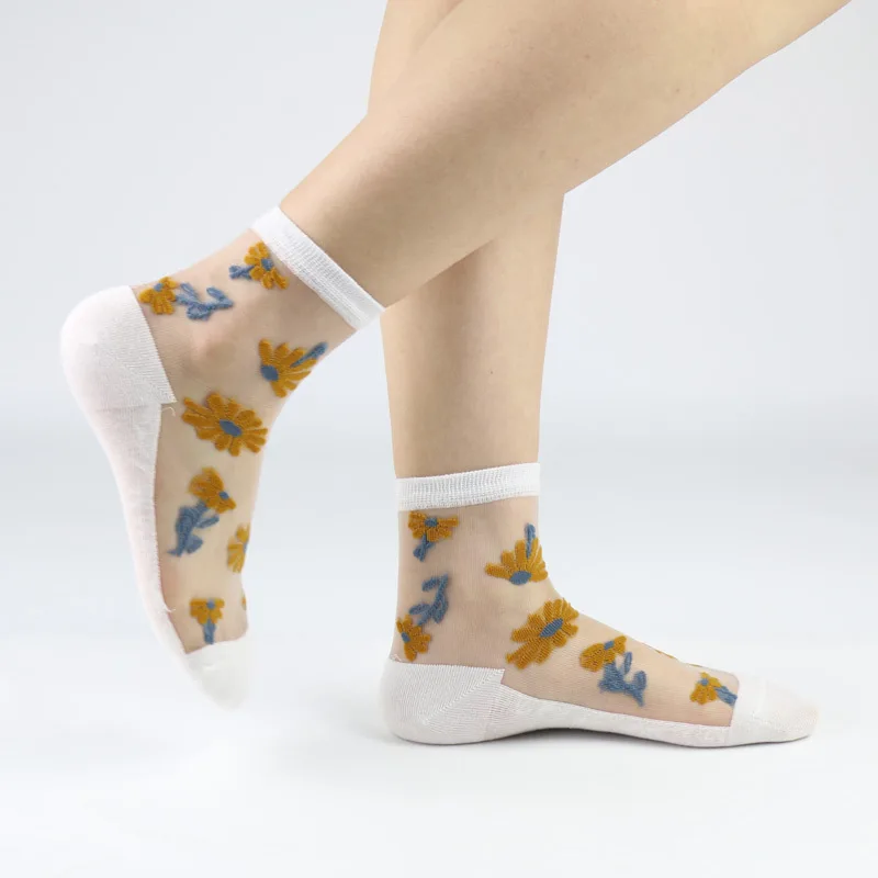 Носки женские хлопковые тонкие жаккардовые весна-лето | Женская одежда