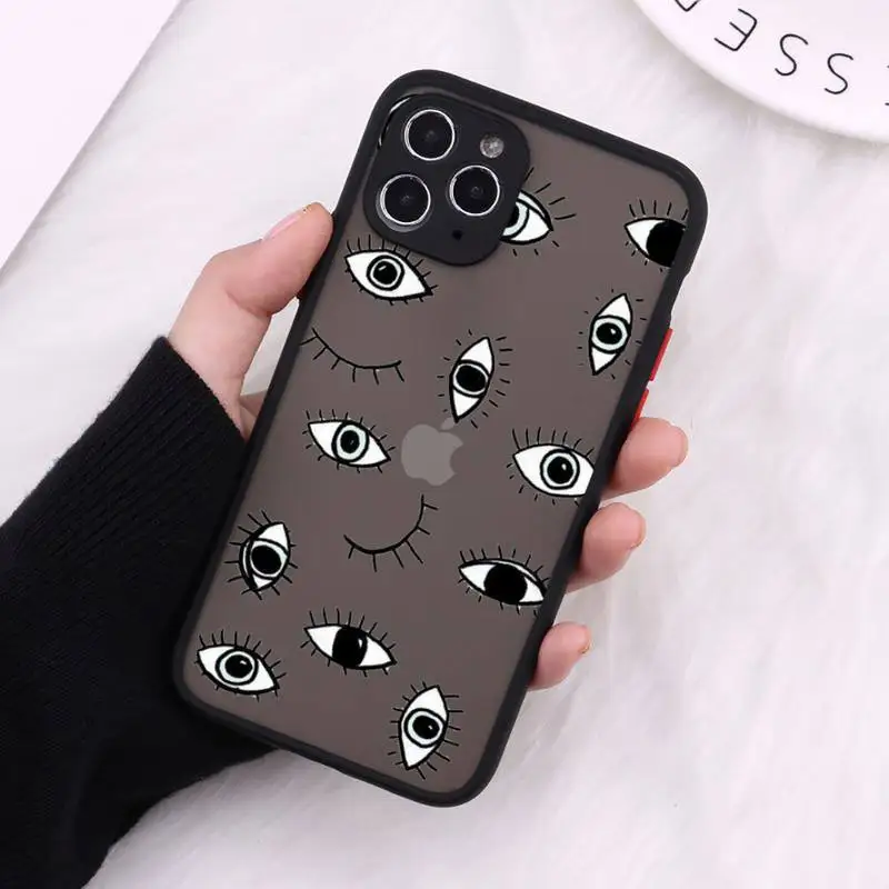 

Evil eyes luck art design Phone Case Matte Transparent for iPhone 7 8 11 12 s mini pro X XS XR MAX Plus cover funda