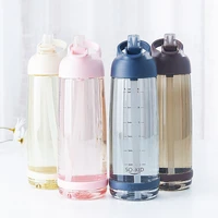 portable large capacity sports bottles with straw travel camping outdoor plastic scale water jug student leak proof water bottle