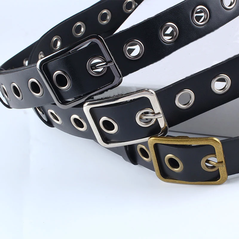 Новинка 2019 двухрядный ремень с отверстиями для мужчин и женщин модный