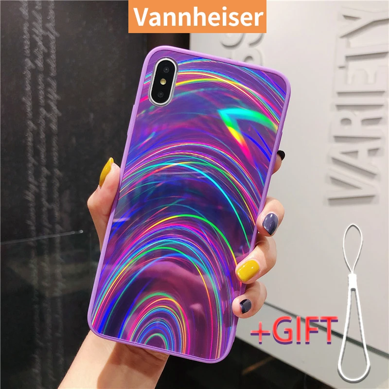 Rainbow Glitter Phone Cover for Funny Bar iPhone 11 Pro SE 2020 7 8 6S Luxury Laser Glisten 12 Mini X XR XS Max Case | Мобильные