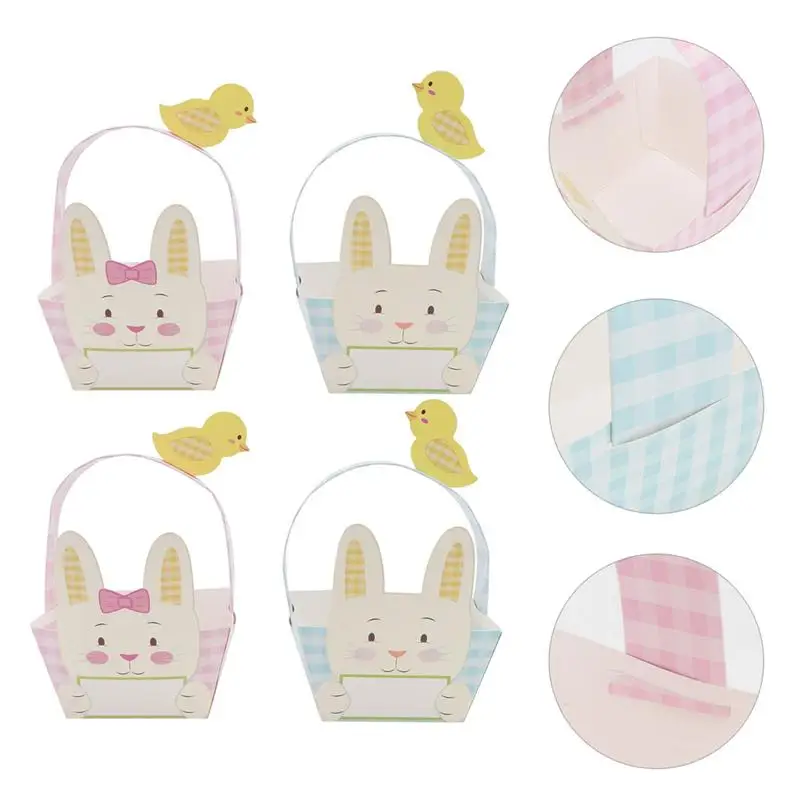 

15pcs Easter Candy Baskets Lovely Rabbit Paper Baskets DIY Paper Containers Easter Day Accessories