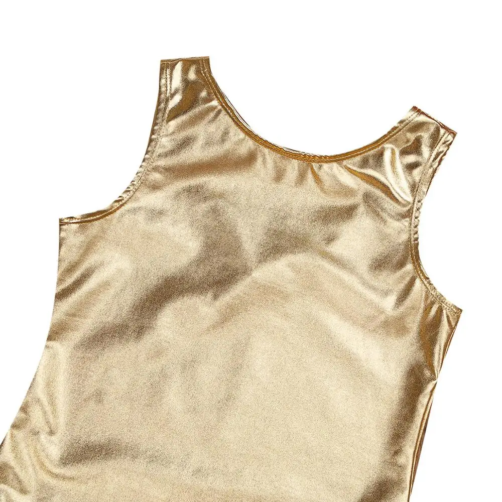 Детский балетный купальник костюм из лакированной кожи гимнастический для