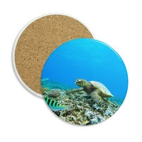 ocean sea turtle fish science nature picture ceramic coaster cup mug holder absorbent stone for drinks 2pcs gift