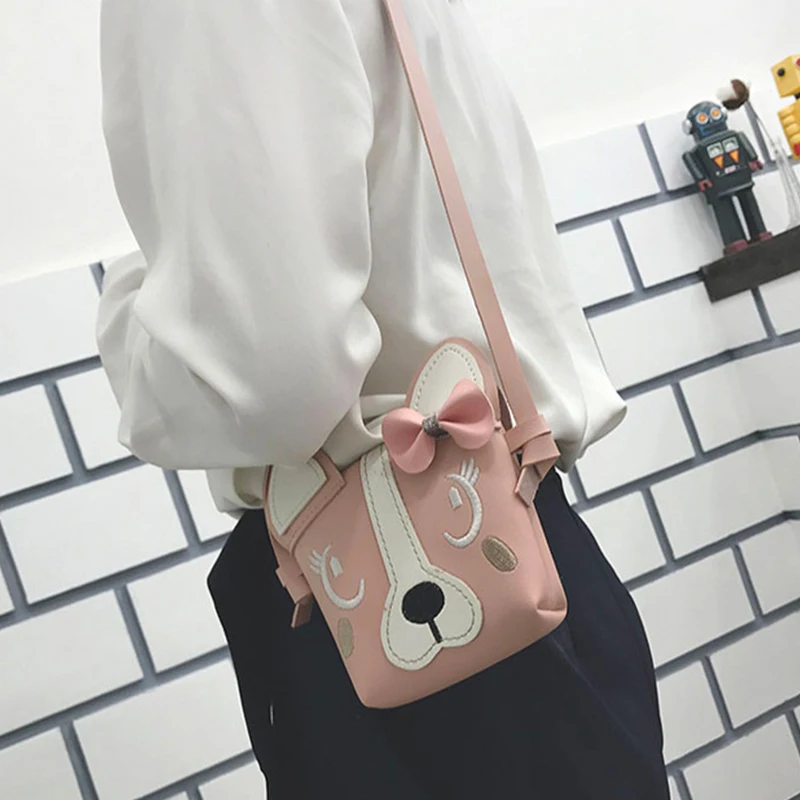 3D Мини милая собака животных Лук Дети сумка через плечо Повседневная для покупок