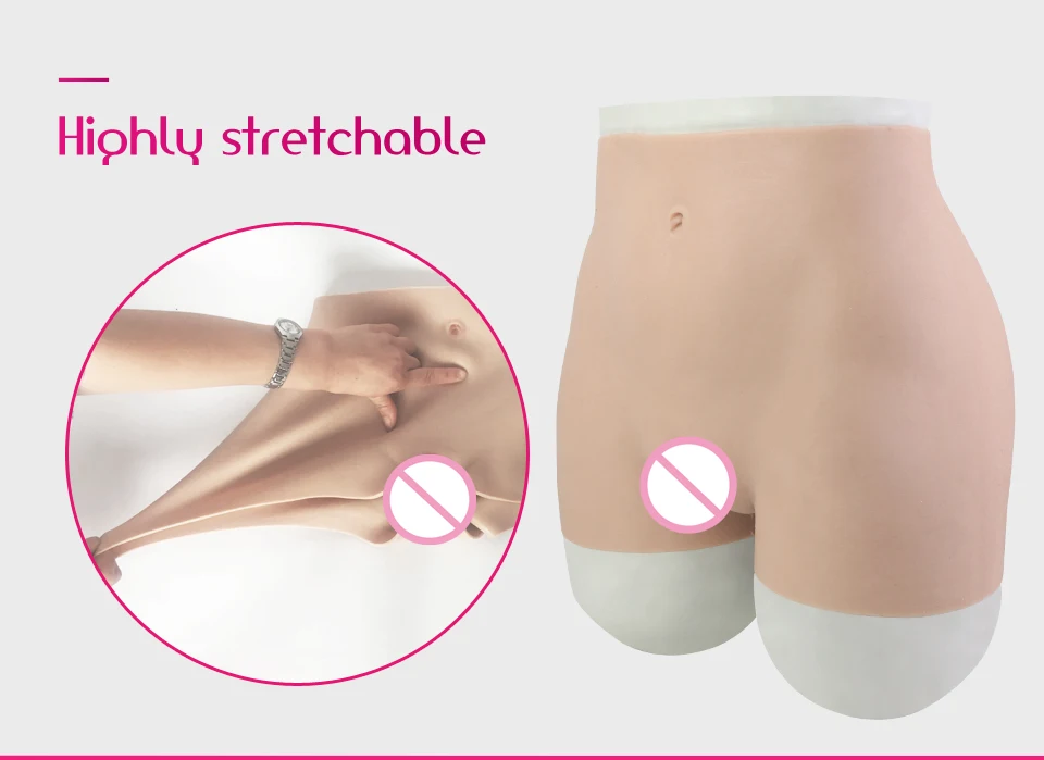 Silicone Fake Vagina Pants with Artificial PenetrableTransgender Crossdresser Underwear for Shemale Sexy Buttock Hip Enhancer