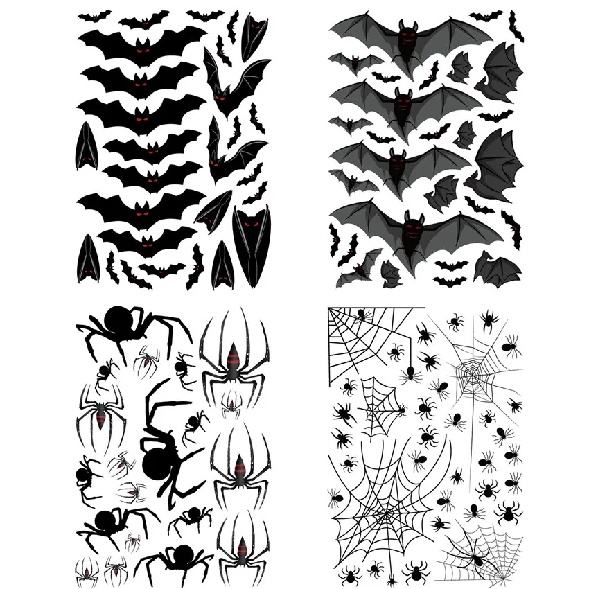 4 шт. наклейки на стену с изображением паука Хэллоуин съемная наклейка летучей
