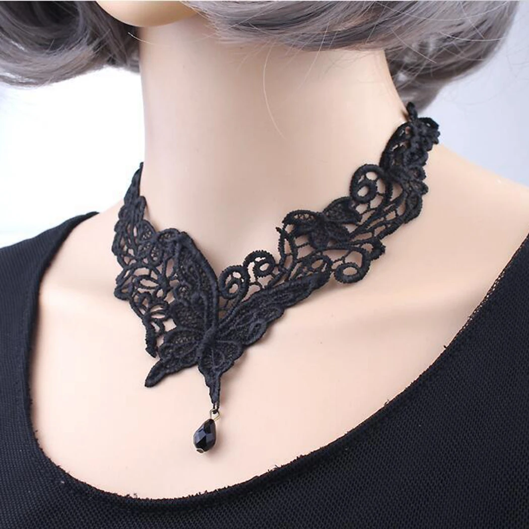Модное кружевное сексуальное готическое колье с бабочкой черный шейный ожерелье для женщин ювелирные изделия.