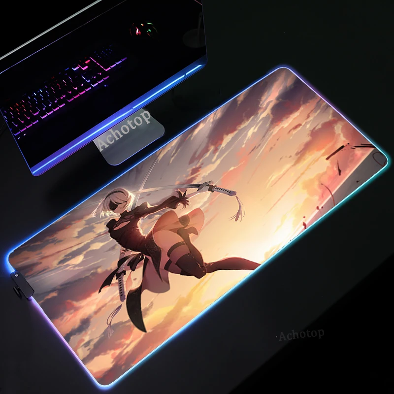 nier replicant rgb mouse pad gamer carpet notbook computer mousepad gaming mouse pads gamer keyboard mouse mat laptop xl led rug free global shipping