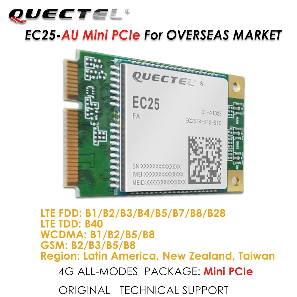 

EC25 EC25-AU/EC25AUFA-512-STD/Mini PCIe 4G LTE Industrial Modem FDD-LTE B1/B2/B3/B4/B5/B7/B8/B28 TDD-LTE/B40