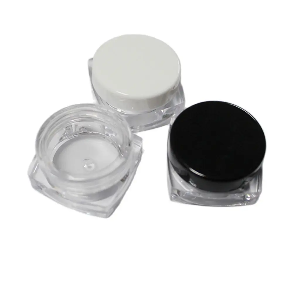 100 шт./лот 5 мл Со стразами и квадратной пластиковая баночка прозрачная 5g крем