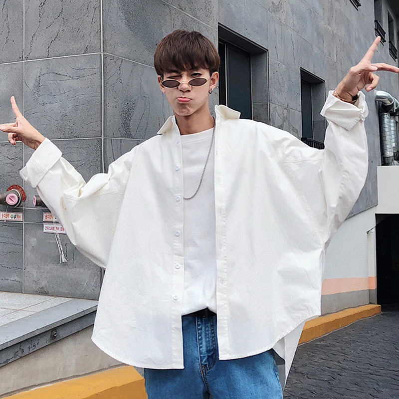 Модные рубашки в стиле Харадзюку весенне осенняя однотонная хлопковая