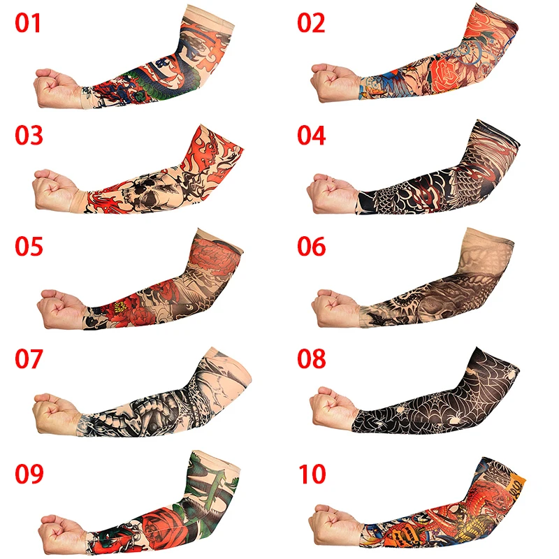 

Unisex Arm Warmer Quick Dry UV Protection Outdoor Temporary Fake Running Arm Sleeve Skin Proteive Nylon Tattoo Sleeves Stockings