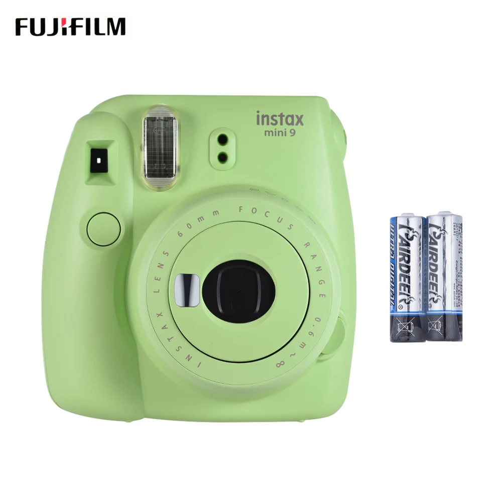 Fujifilm Instax Mini 9 мгновенная камера, пленочная камера, мини-пленка для фотографий с зеркалом для селфи, аккумулятор 2 шт., голубой лед
