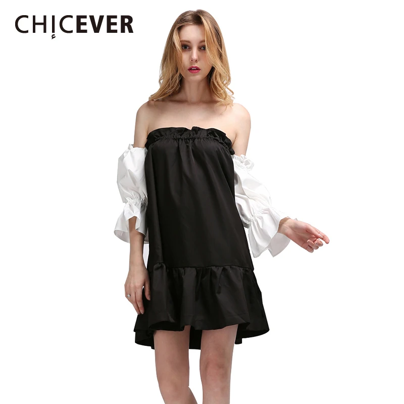 CHICEVER сексуальное цветное платье для женщин с вырезом лодочкой три четверти