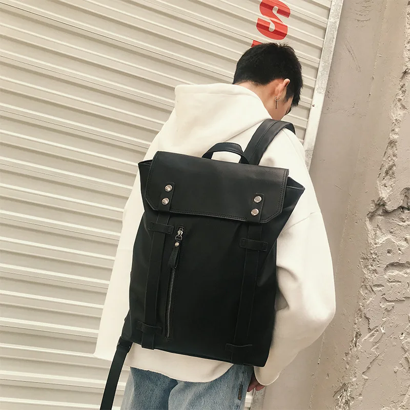 

Korean Leather Fashion Backpack Men Travel Men's Leahter Bagpack Laptop Notebook Back Pack Male School Bags Business Mochila