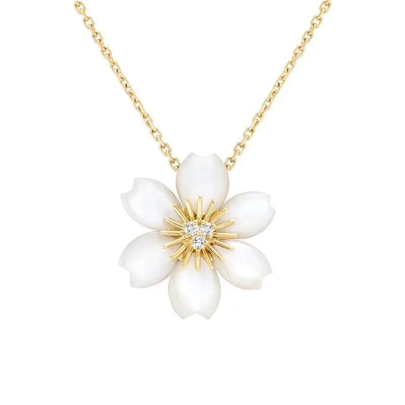 

Petal Christmas Necklace Sterling Daisy Fritillaria Big Sister Floral 100% S925 Female Necklace Christmas Flower Sunflower