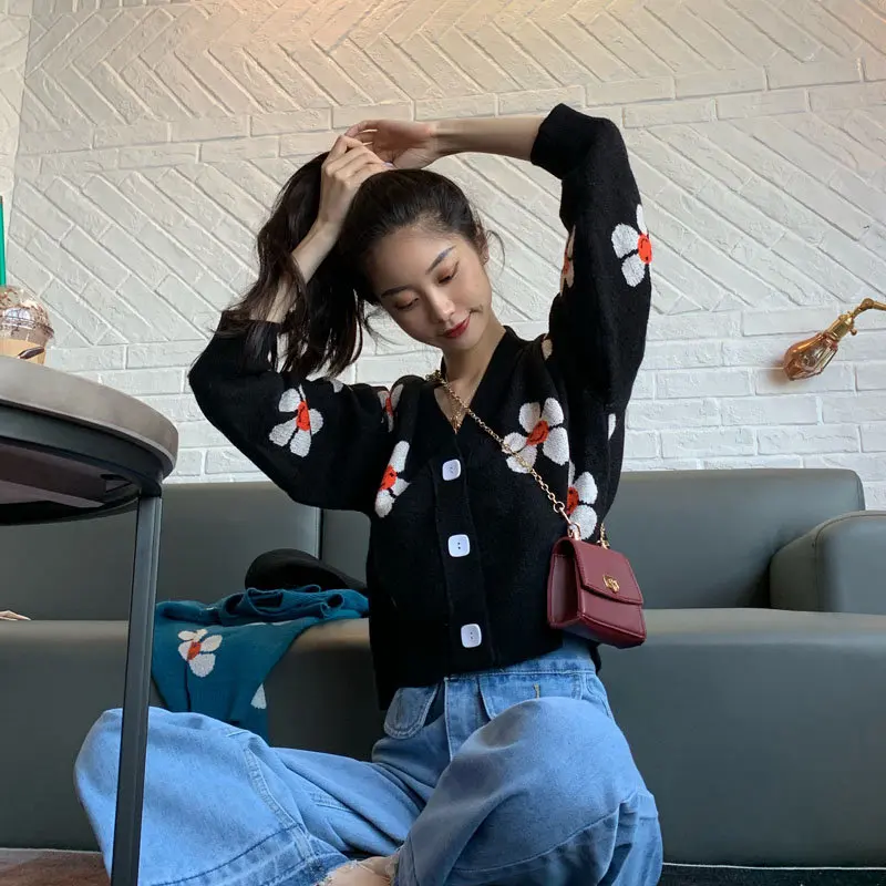 Осенний Повседневный женский свитер Hzirip в стиле пэчворк с цветами универсальный