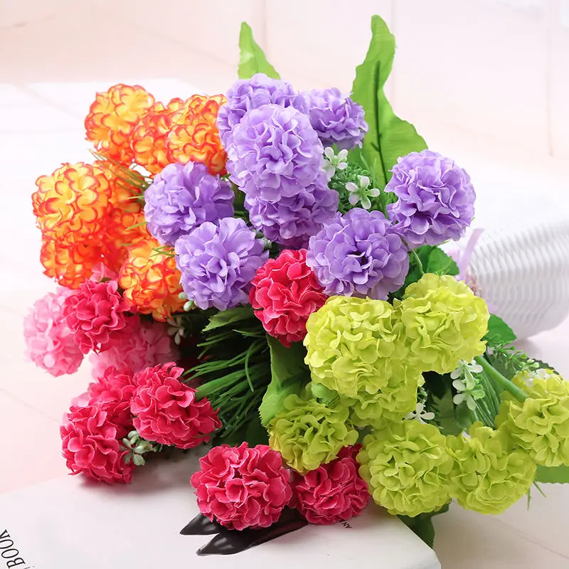 1 букет из 9 искусственных гортензии шары хризантем искусственные шелковые цветы